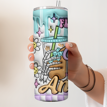 FUELED BY COFFEE AND ANXIETY 3D TUMBLER